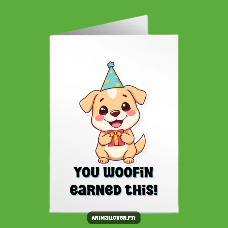 Free Printable Congrats Card: Funny Dog with Gift, Your Go-To Downloadable Celebration Gift!
