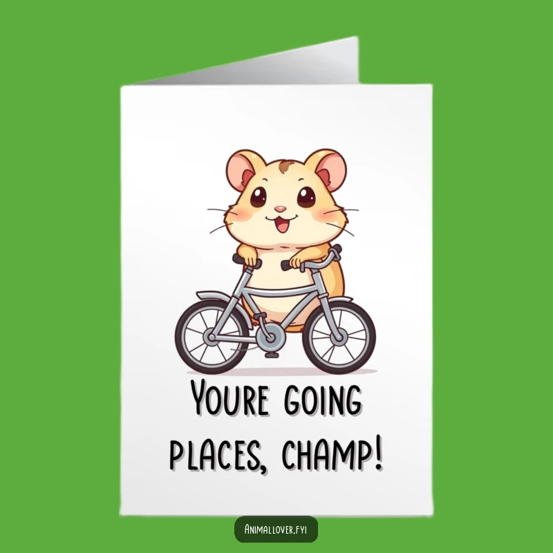 Free Printable Congratulations Card: Hamster Speedster, a funny downloadable gift for celebrating wins!