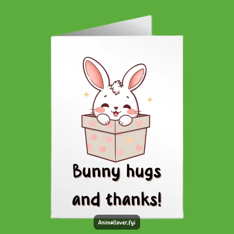 Free Printable Thank You Card: Rabbit Gift Box Peek, Funny Downloadable