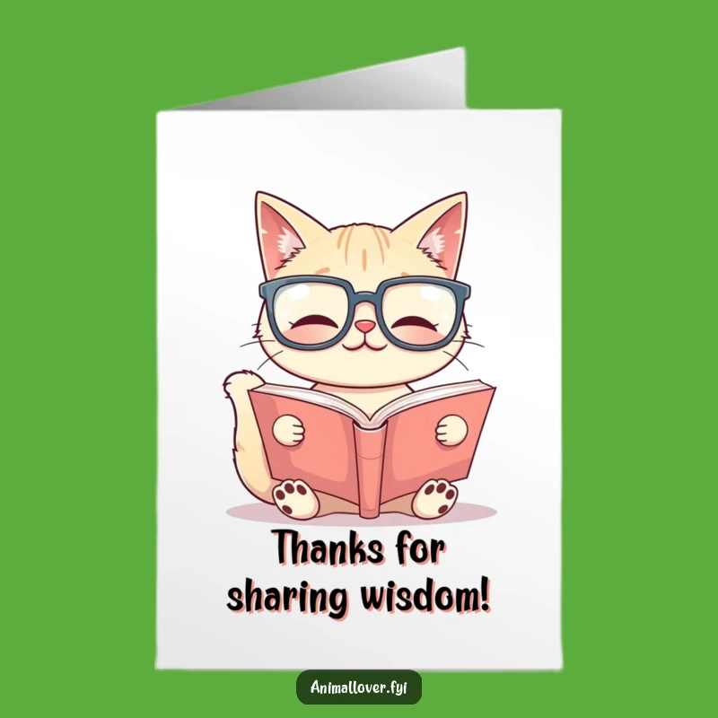 Free Printable Bookworm Cat Thank You Card: Clever Downloadable Greeting for Appreciation