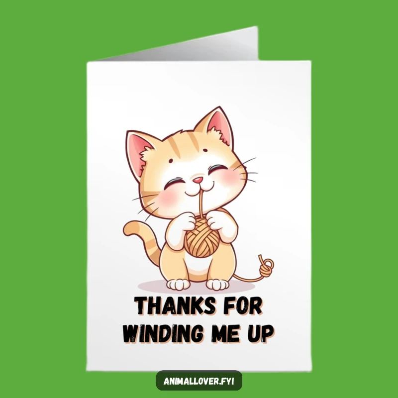 Free Printable Cat Thank You Card: Yarn Batting Kitty Expressing Thanks Downloadable