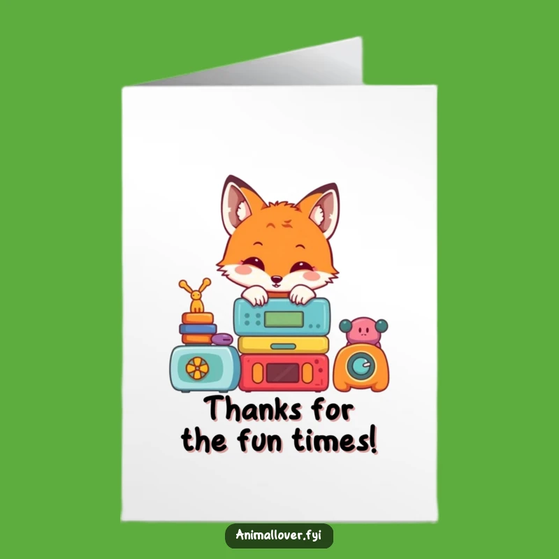 Free Printable Fox Thank You Card: Cute Toy Peek-a-Boo Funny Downloadable Gift