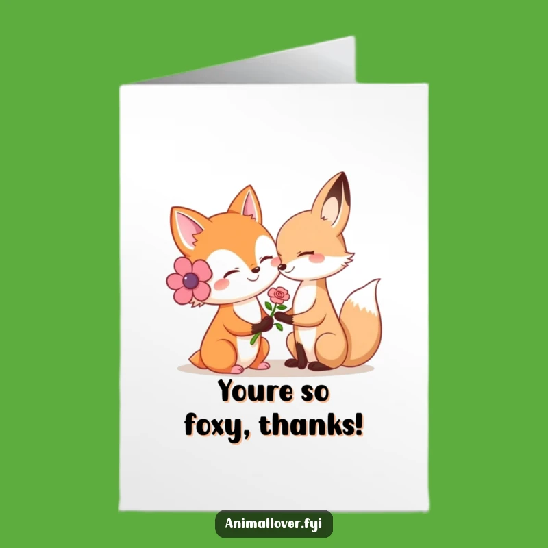 Free Printable Fox Thank You Card: Flower Offering Kindness Downloadable