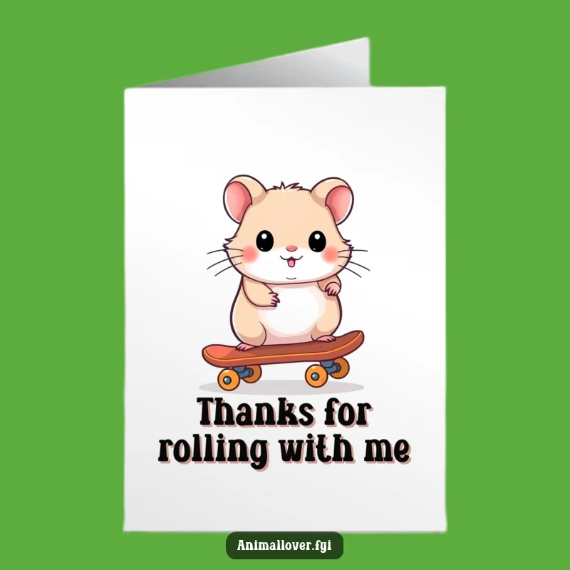 Free Printable Hamster Thank You Card: Skater Hamster Thanks Downloadable