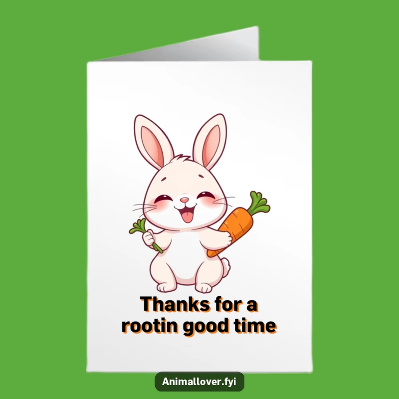 Free Printable Rabbit Thank You Card: Giggling Bunny Gratitude Downloadable