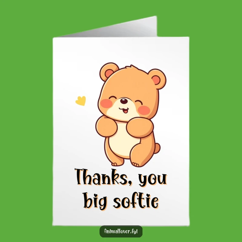 Free Printable Thank You Card: Bear Hug Gratitude Funny Downloadable
