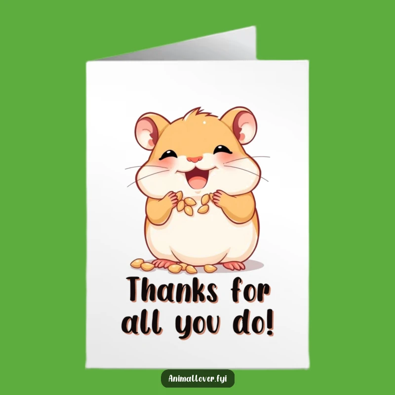 Free Printable Thank You Card: Hamster Cheeks Full, Humorous Downloadable Gratitude