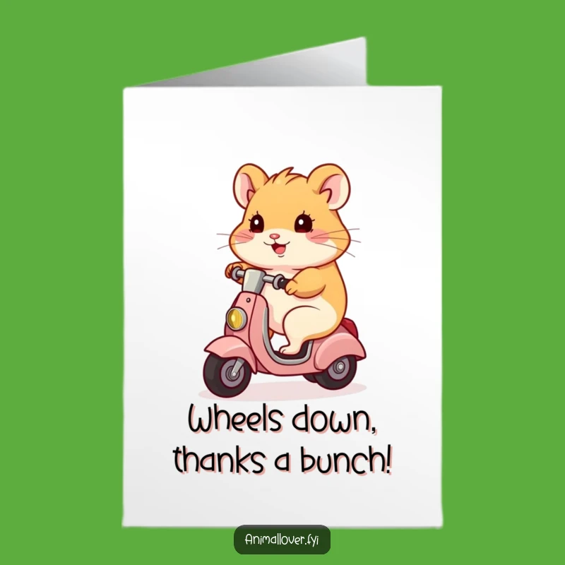 Free Printable Thank You Card: Hamster Scooter Express, Funny Downloadable