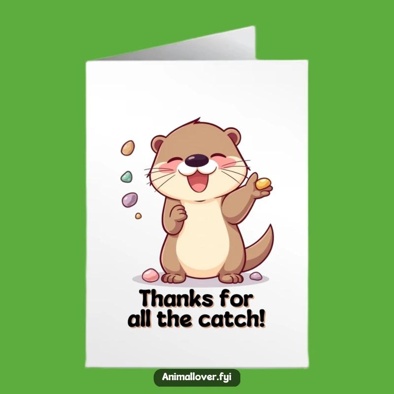 Free Printable Thank You Card: Otter Juggling Gratitude Funny Downloadable