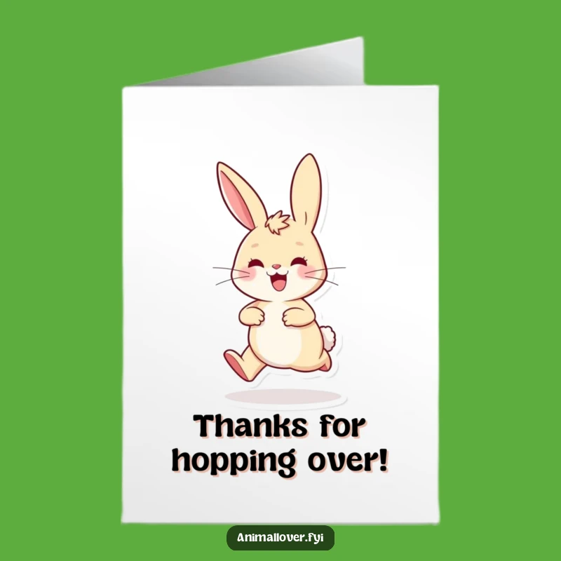 Free Printable Thank You Card: Playful Rabbit Hopping, Humorous Downloadable Gratitude