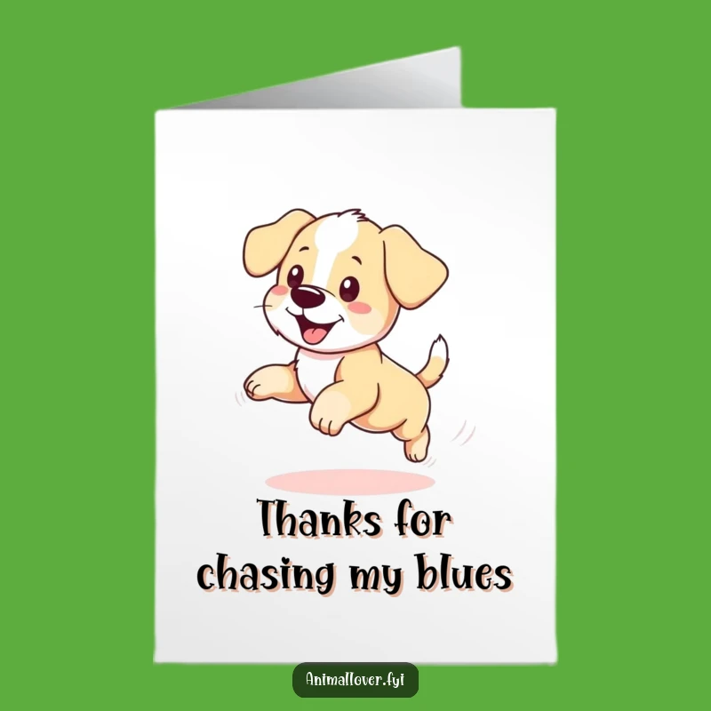 Free Printable Thank You Card: Puppy Tail Chase - Grateful Humor Downloadable