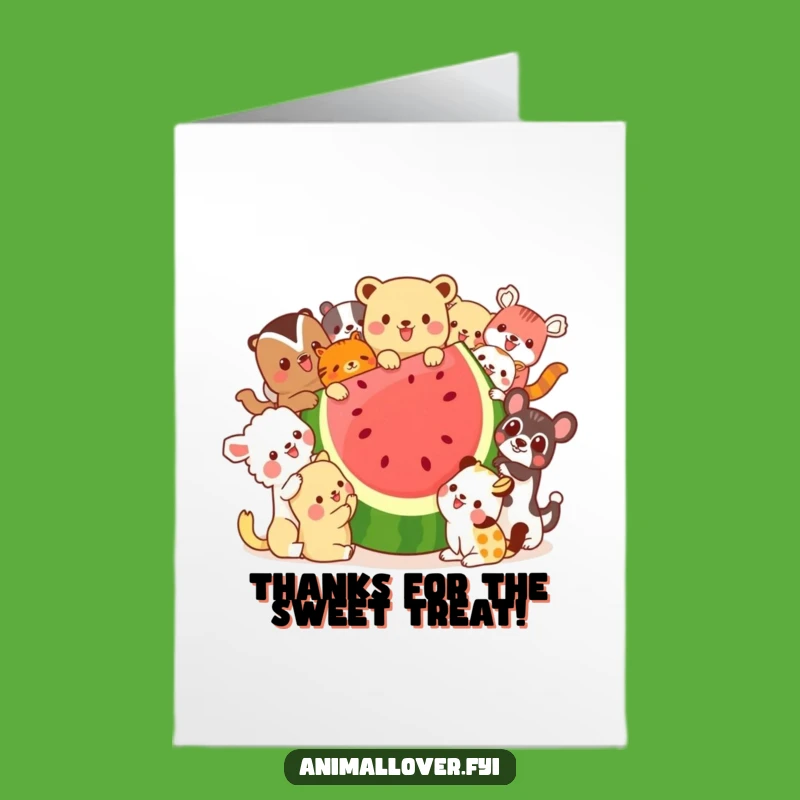 Free Printable Thank You Card: Watermelon Loving Animals, A Sweet Downloadable Gift
