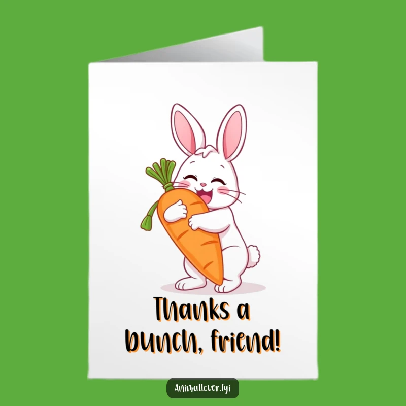 Free Printable Thank You Card: Funny Bunny & Carrot Hug, DIY Gift