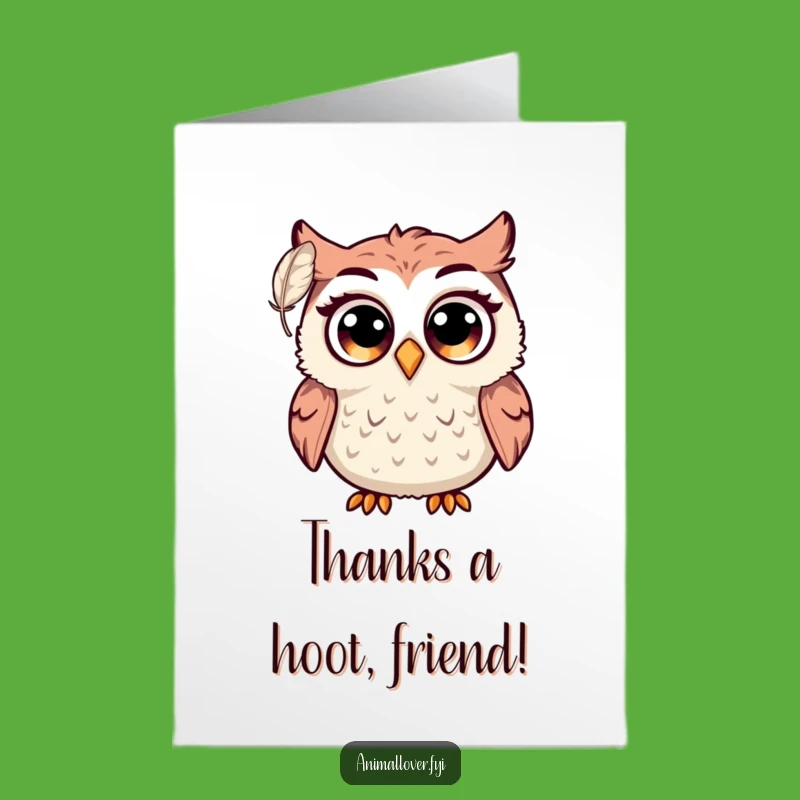 Free Printable Thank You Card: Startled Owl Feather Humor Funny Downloadable Gift