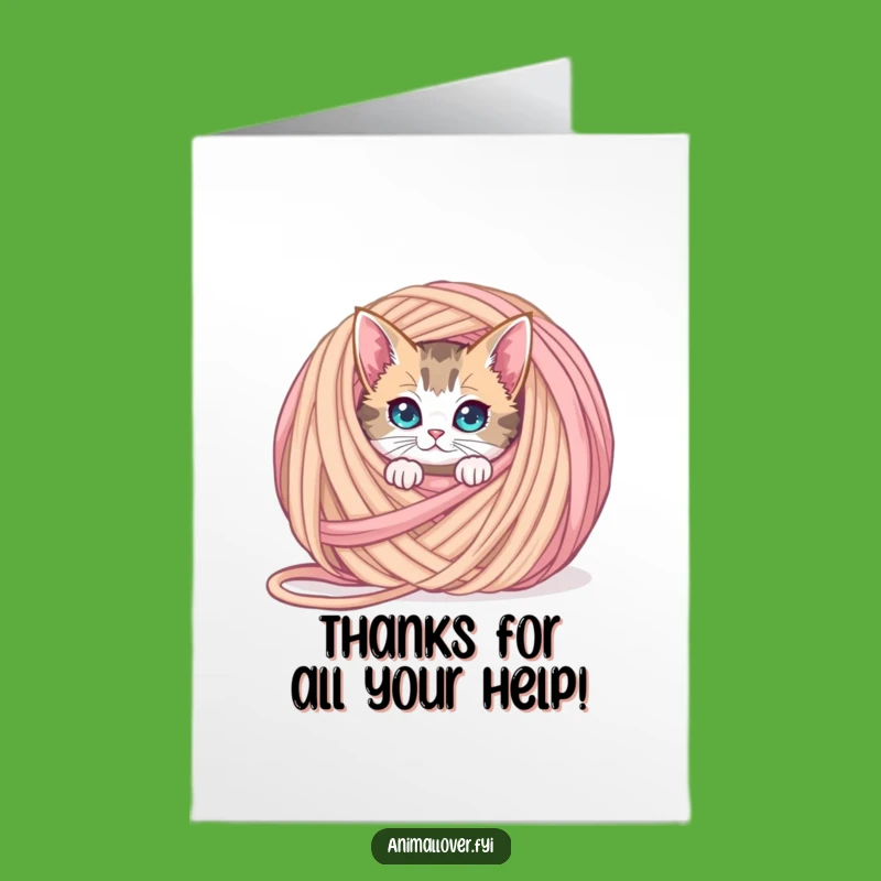 Free Printable Thank You Card: Curious Cat Yarn, Humorous Downloadable Gratitude