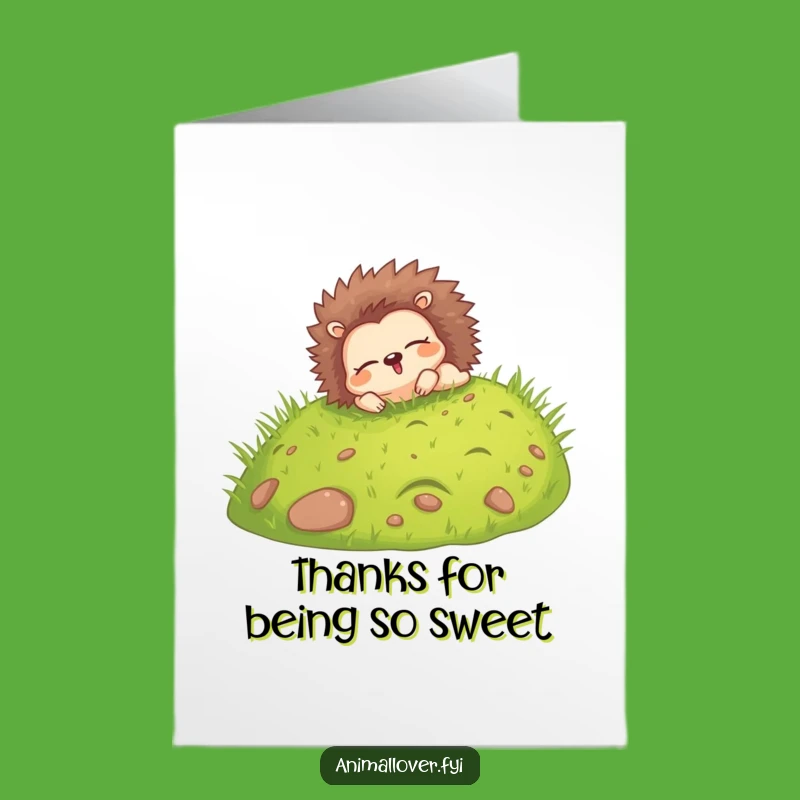 Free Printable Thank You Card: Rolling Hedgehog Thanks - Funny Downloadable Gift!