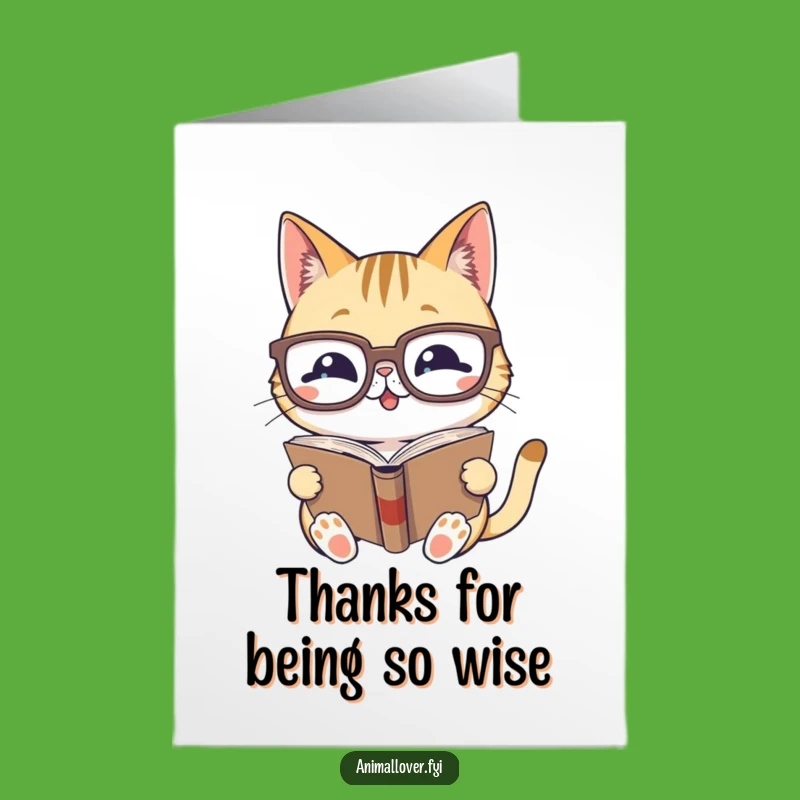 Free Printable Funny Cat Thank You Card: Grateful Book Cat Downloadable Gift