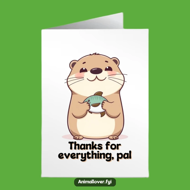 Free Printable Thank You Card: Otter's Fishy Balance of Gratitude