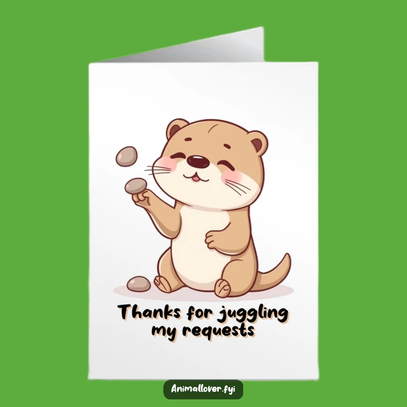 Playful Free Printable Thank You Card: Curious Otter juggles thanks, print for them!