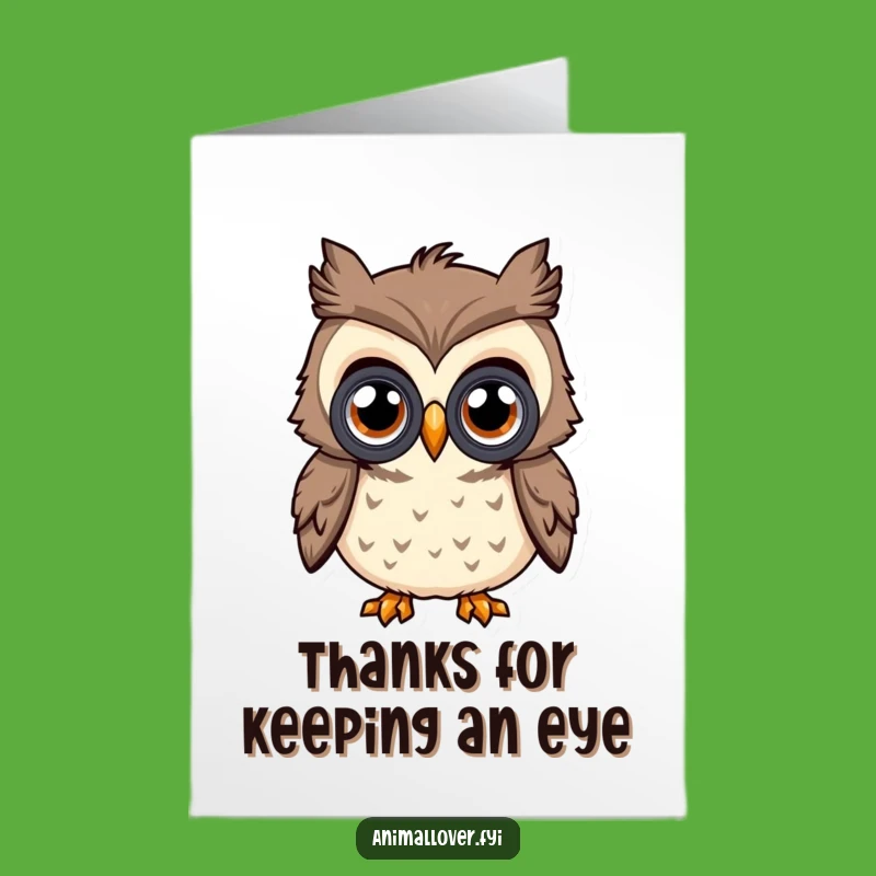 Free Printable Thank You Card: Owl Binoculars for Keen Appreciation