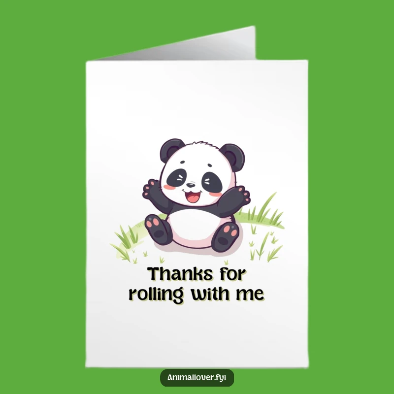 Free Printable Thank You Card: Happy Panda Cub Rolling Thanks