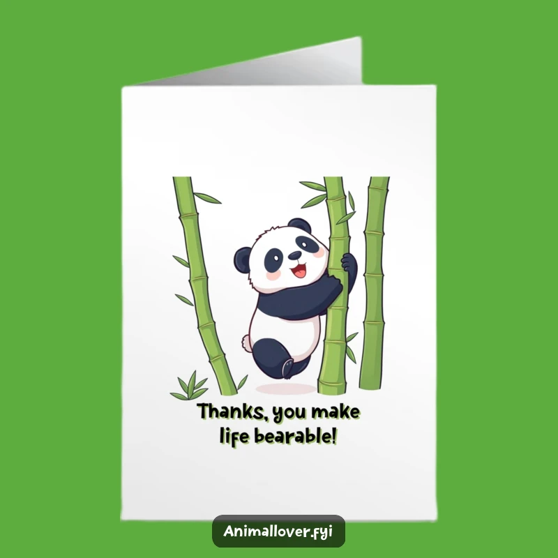 Free Printable Thank You Card: Panda's Bamboo Love, a funny downloadable gift for deep appreciation!