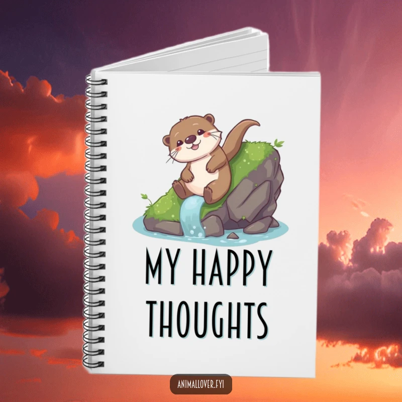 Funny otter notebook with a playful otter sliding down a mossy rock with glee, perfect for capturing fun thoughts.