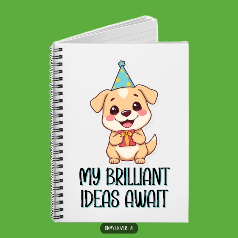 Funny Dog Party Notebook: Dog with Hat & Gift, Hilarious Journal for Ideas