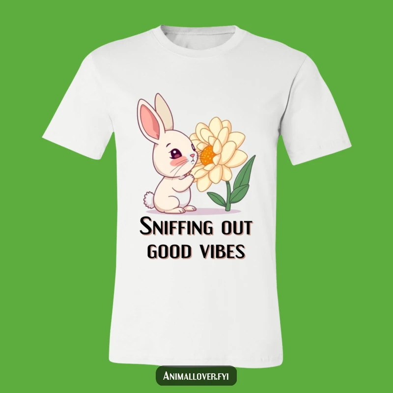 Funny Curious Rabbit Flower T-Shirt: Explore Nature's Wonders with This Hilarious Tee