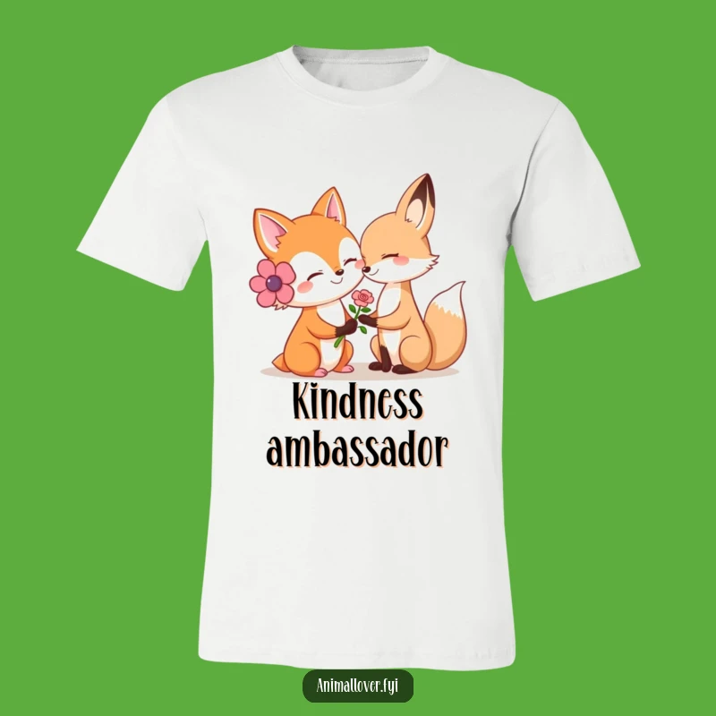 Funny Kind Fox Flower T-Shirt: Wear Your Heart with This Adorable Animal Apparel!