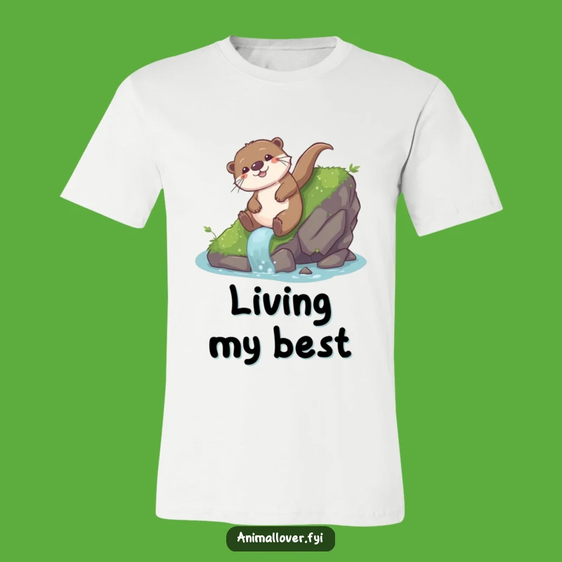 Funny Otter Slide T-Shirt: Playful Glee - Quirky Animal Gift