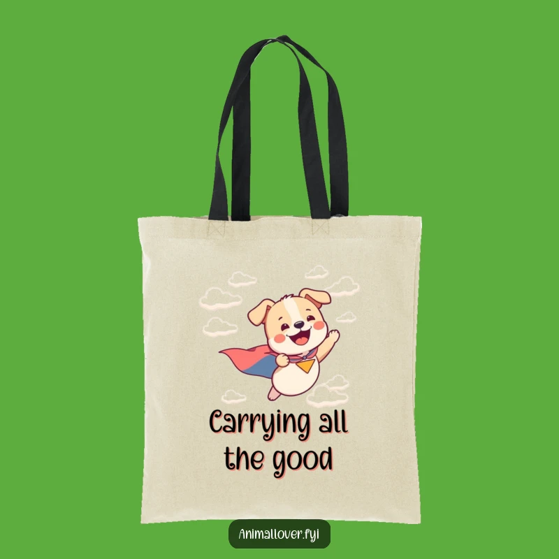Funny Flying Dog Hero Tote Bag: Carry Your Essentials with This Hilarious and Heroic Canine Companion!