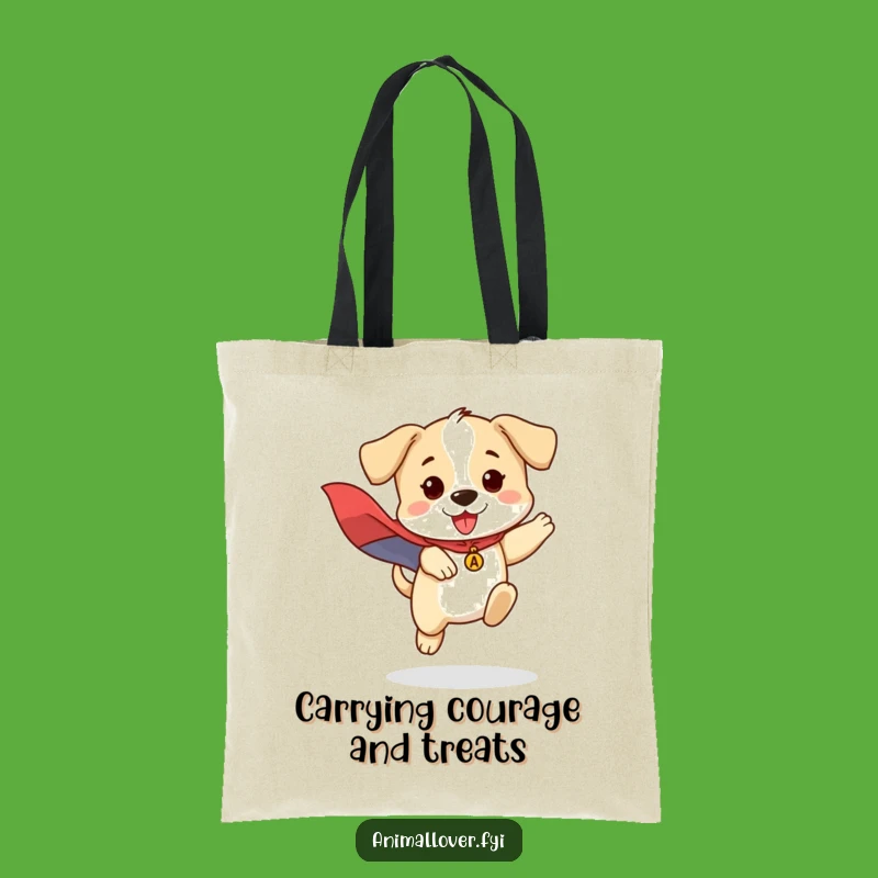 Funny Brave Puppy Cape Tote Bag: Carry Your Essentials with Heroic Humor and Style