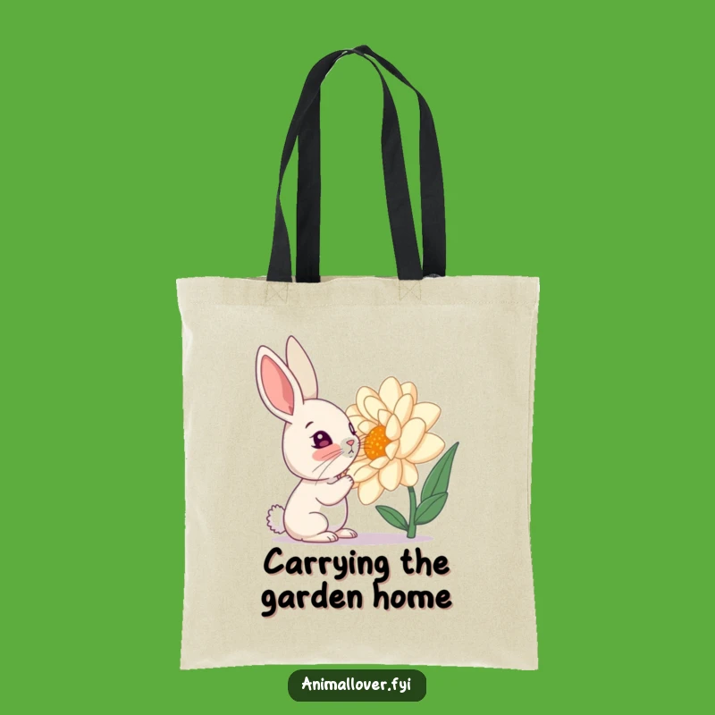Funny Curious Rabbit Flower Tote Bag: Carry Your Essentials with Nature's Whimsy and Humor