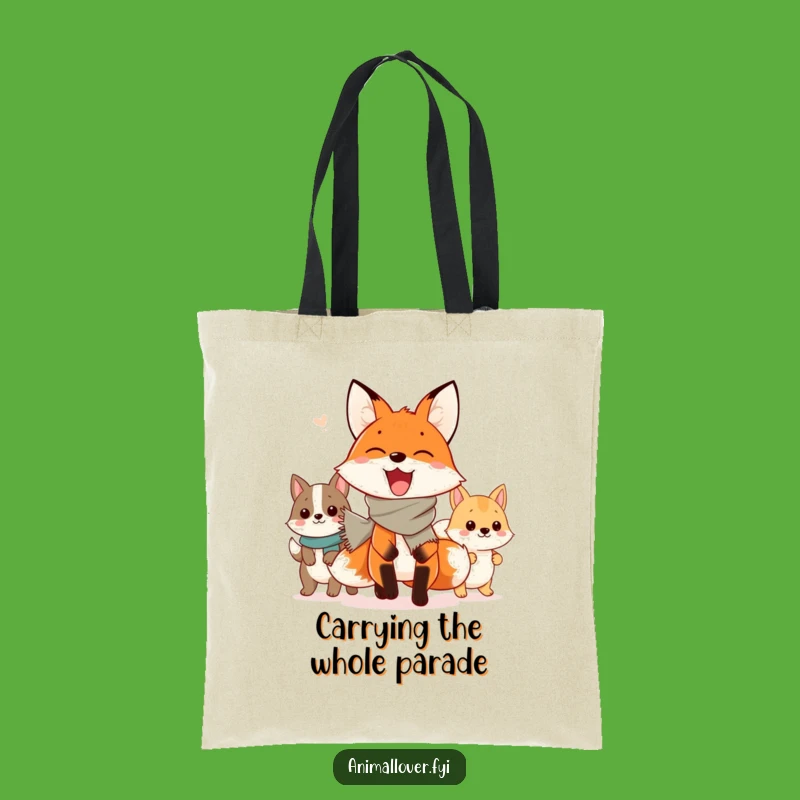 Spacious Funny Fox Parade Tote Bag: Carry Your Essentials with Animal Parade Fun