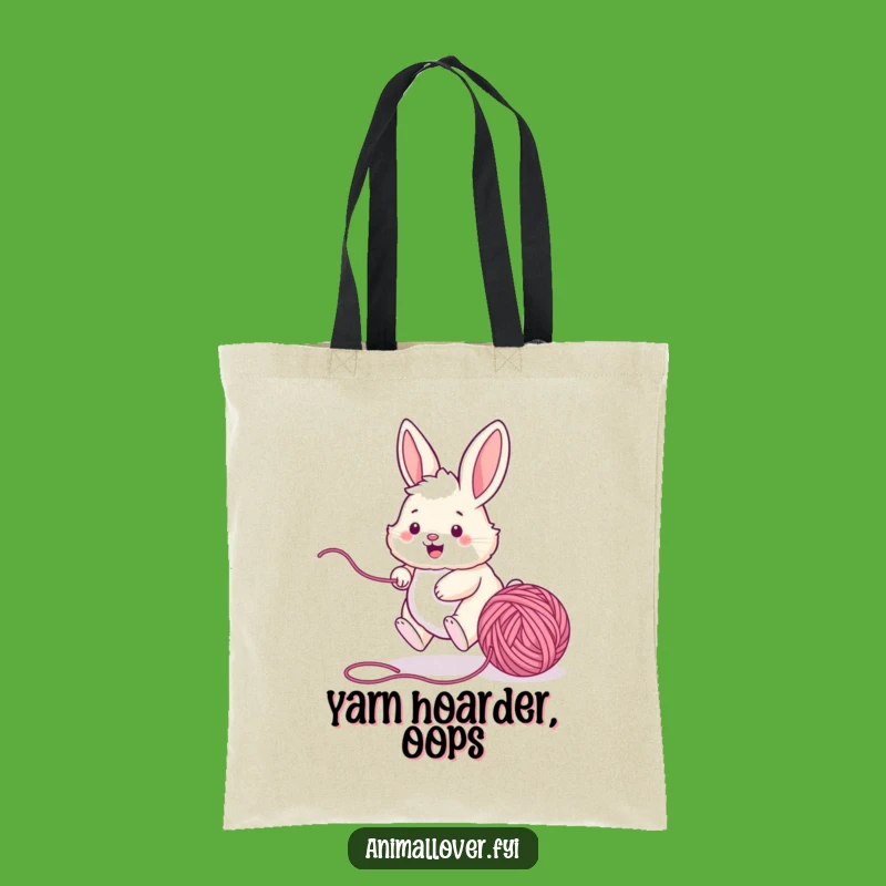 Funny Bunny Yarn Tote Bag - Reusable Playful Pet Bag, Great Funny Gift