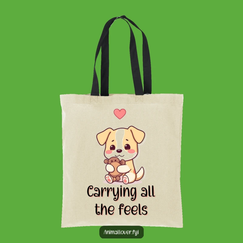 Funny Dog Heart Tote Bag - Reusable Pet Hugging Toy Shopping Bag, Great Funny Gift