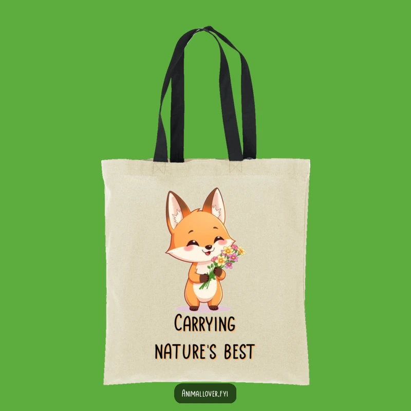 Funny Fox Flower Bouquet Tote Bag: Carry Nature's Beauty Everywhere