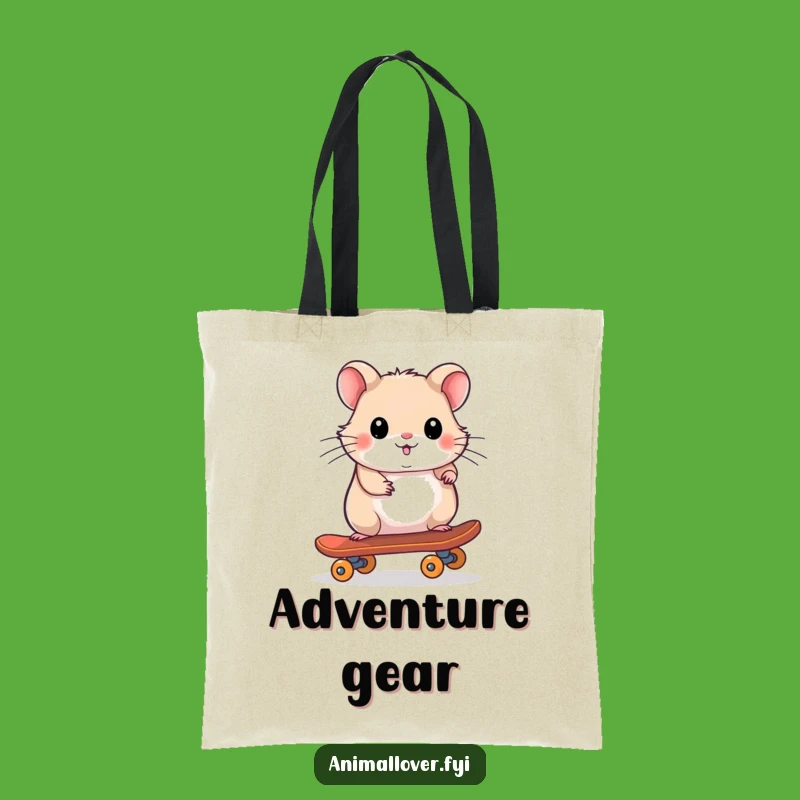 Funny Hamster Skateboarder Tote Bag: Carry Your Gear with This Hilarious Rodent Accessory!