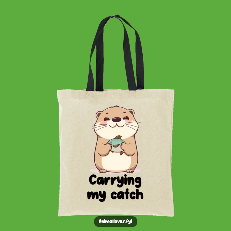 Funny Happy Otter Tote Bag: Carry Essentials with Hilarious Aquatic Flair