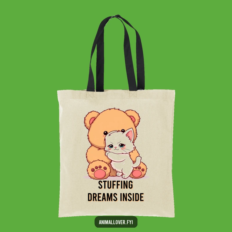Funny Kitten Teddy Bear Tote Bag: Ambitious Pet Accessory - Eco-Friendly Gift