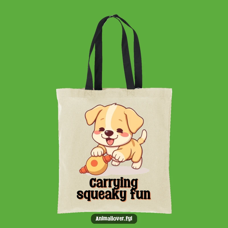 Funny Puppy Pouncing Tote Bag: Playful Dog Lover Carry-all, Cute & Funny