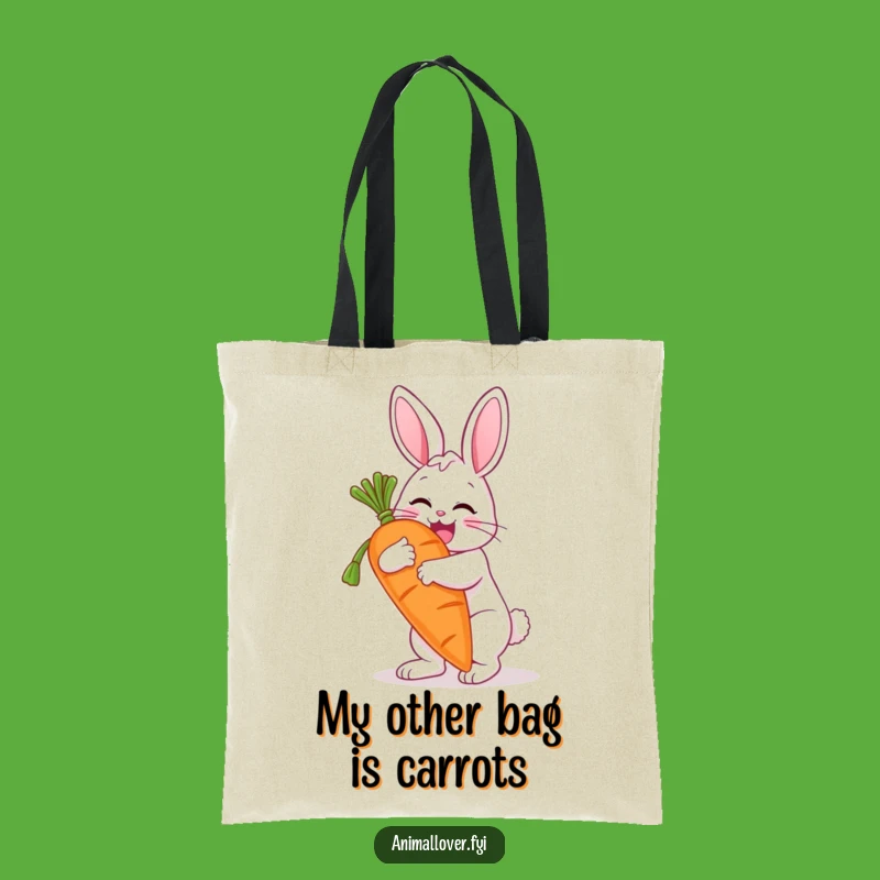 Funny Bunny Carrot Hugging Tote Bag: Carry Your Groceries with a Smile